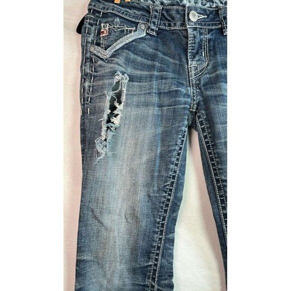 MEK St Louis Boot CutJeans SZ 26/32 DISTRESSED BoHo Festival Biker Clubwear - Picture 10 of 12